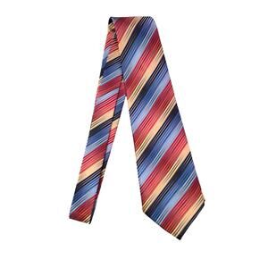 Men's Silk Tie Kai Long Handmade Stripes Blue Yellow Red